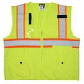Mcr Safety Garments, Class2, Survey Pocket, Lime, Silv/Orange X SURVCL2PLX4